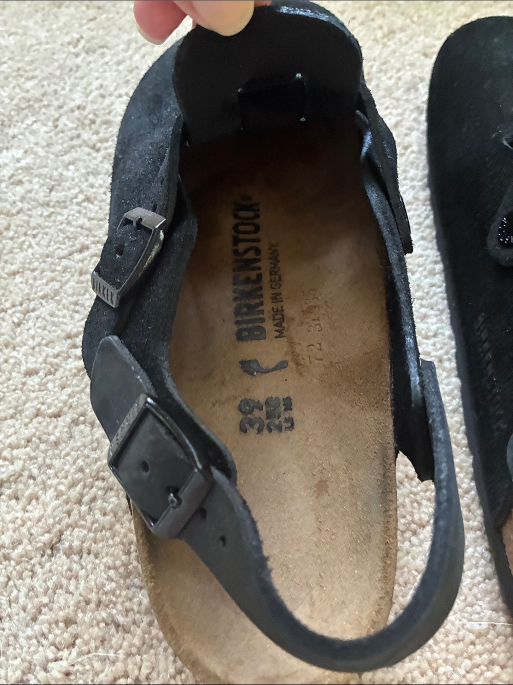 Birkenstock Black Suede Slingback Clogs - Picture 3 of 4